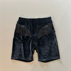Fashion Brand Company Velvet Fringe Bike Shorts Black L Western Avant Garde